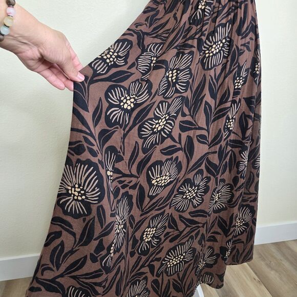 Free People Sweet Nothing Midi/Maxi Dress Women Med Brown Patina Combo Vacation - Picture 8 of 15